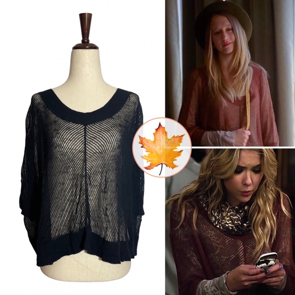 Trouvé • Chevron Stripe Poncho Dolman Top Black S ASO Violet Harmon & PLL - Picture 1 of 7